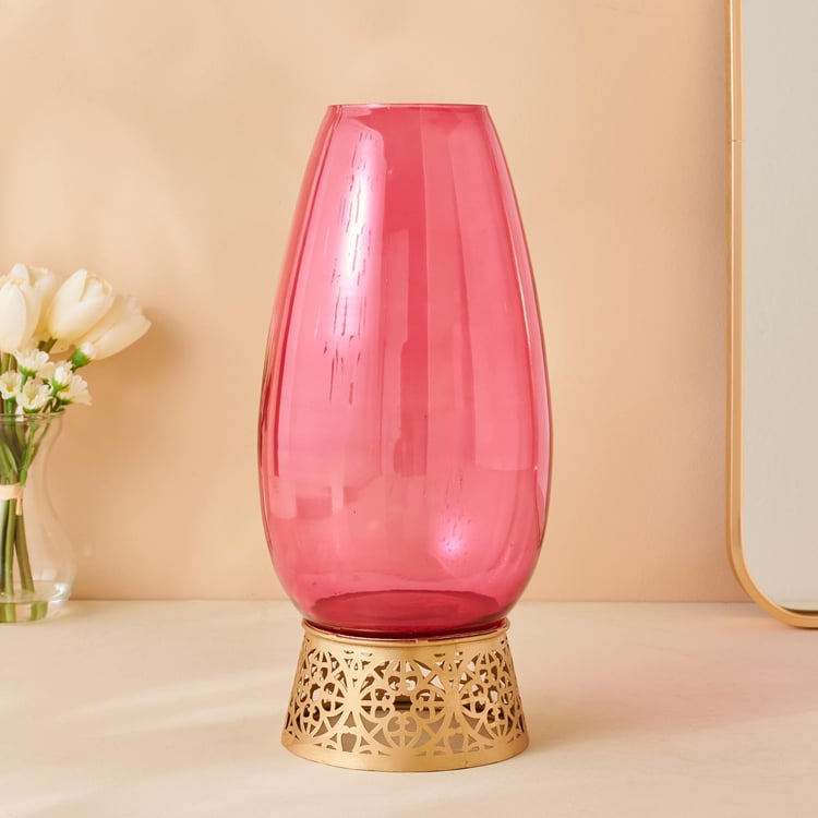 Rylee Glass Vase with Metal Base