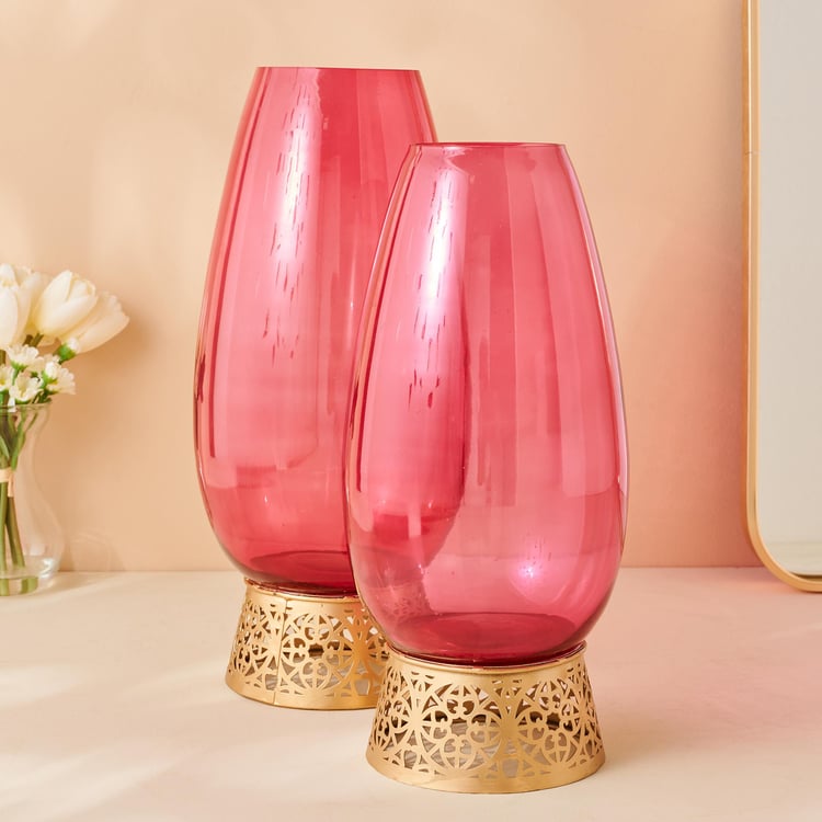 Rylee Glass Vase with Metal Base