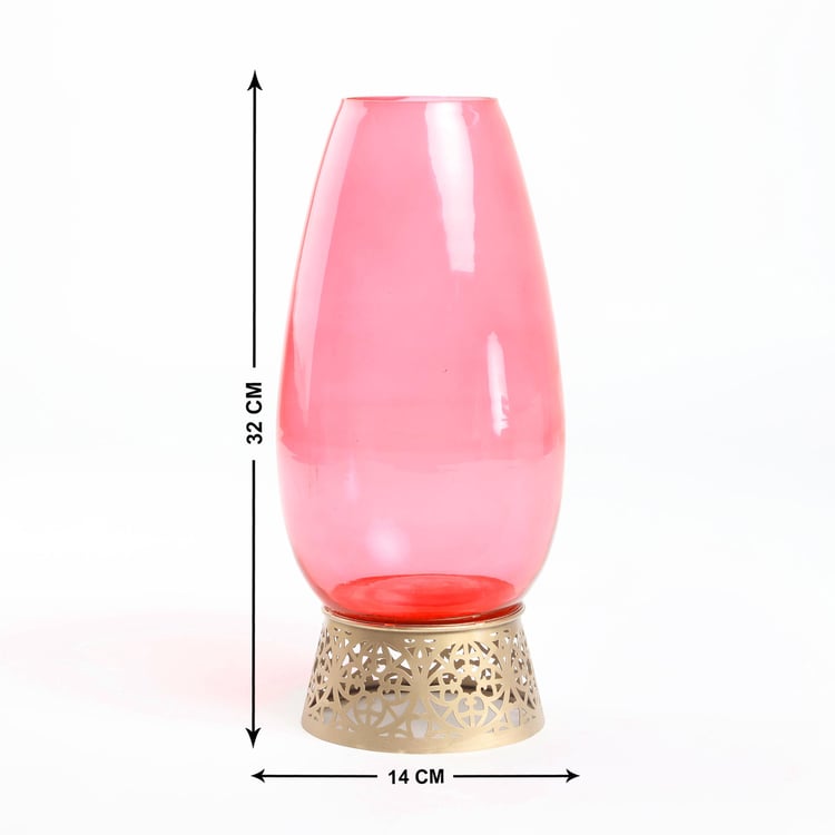 Rylee Glass Vase with Metal Base