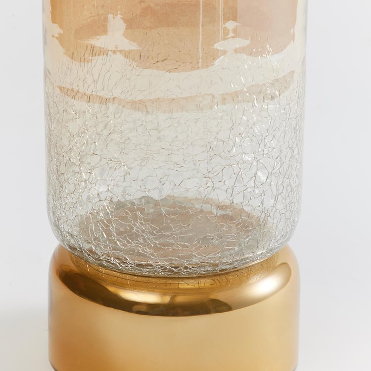 Austin Glass Crackled Hurricane Candle Holder