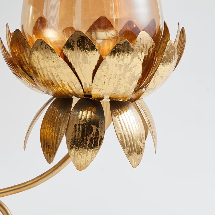 Rylee Glass T-Light Holders with Lotus Stand