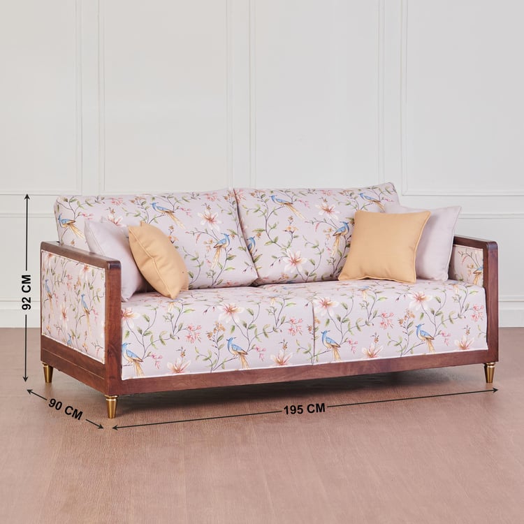 Dastkari Fabric 3+2 Seater Sofa Set with Cushions - Beige