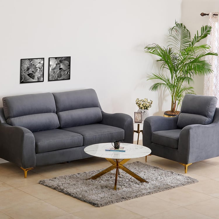 Bianca Velvet 3+1 Seater Sofa Set - Grey