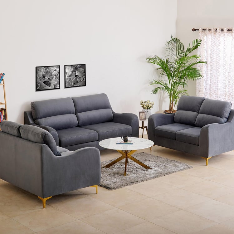 Bianca Velvet 3+2+2 Seater Sofa Set - Grey