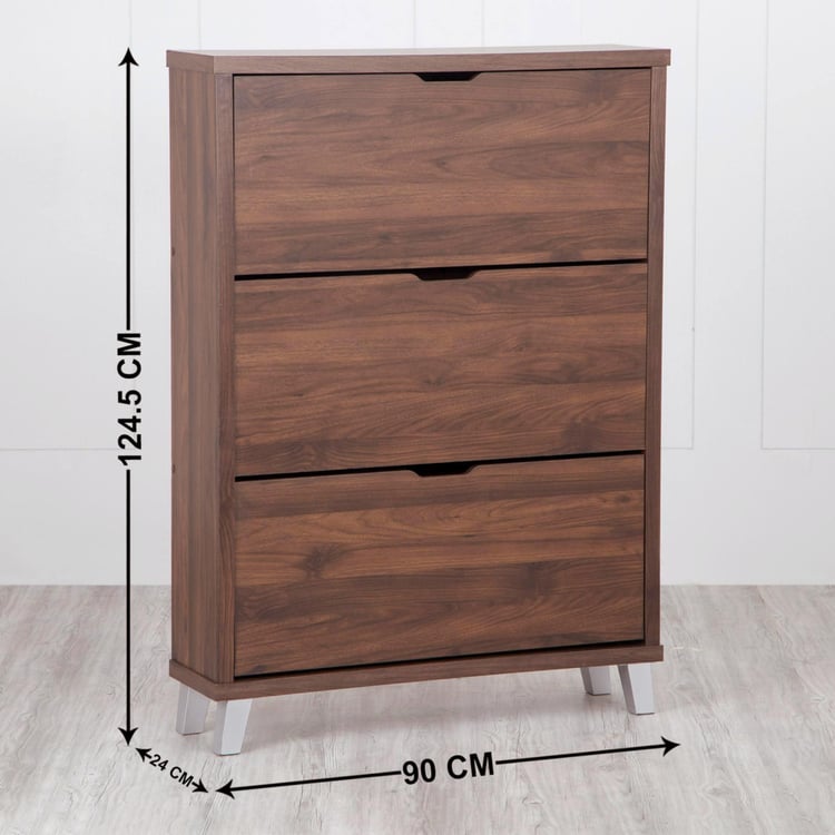(Refurbished) Lewis 9 Pairs Shoe Cabinet - Brown