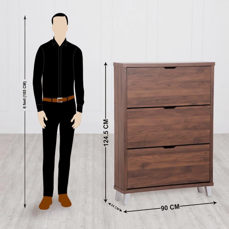 (Refurbished) Lewis 9 Pairs Shoe Cabinet - Brown