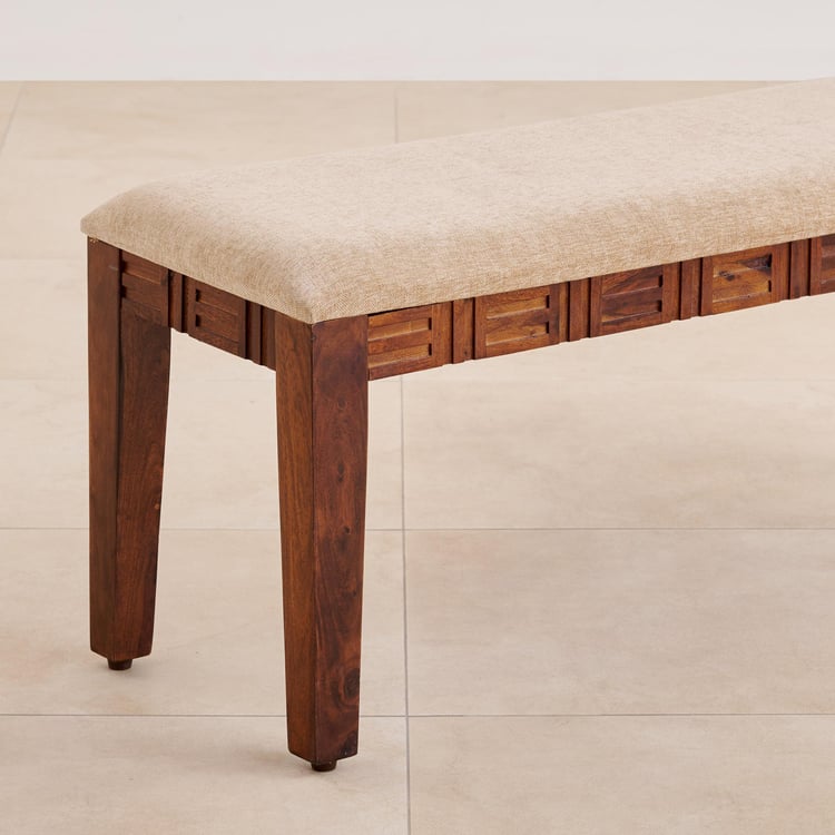 (Refurbished) Keya Fabric Big Dining Bench - Brown