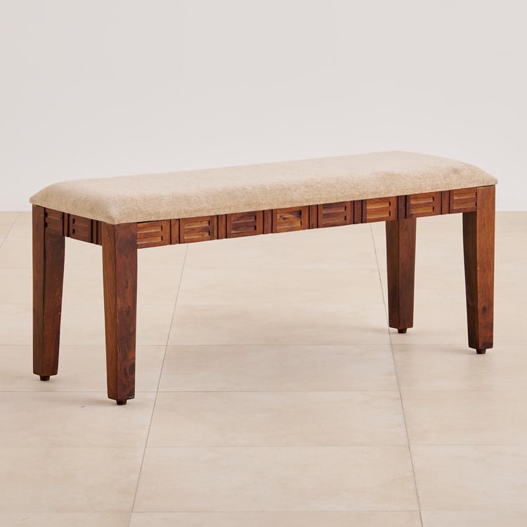 (Refurbished) Keya Fabric Big Dining Bench - Brown