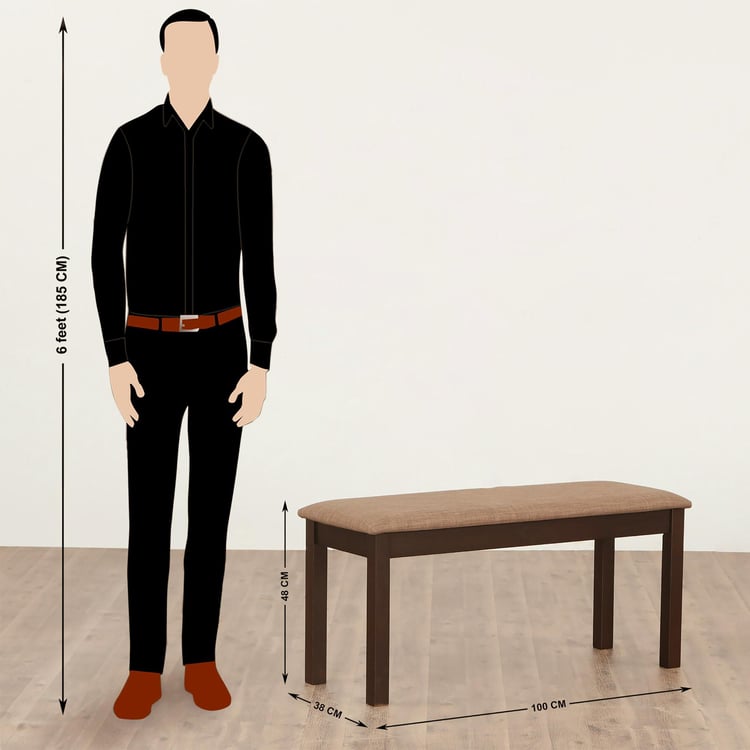 (Refurbished) Keya Fabric Small Dining Bench - Brown