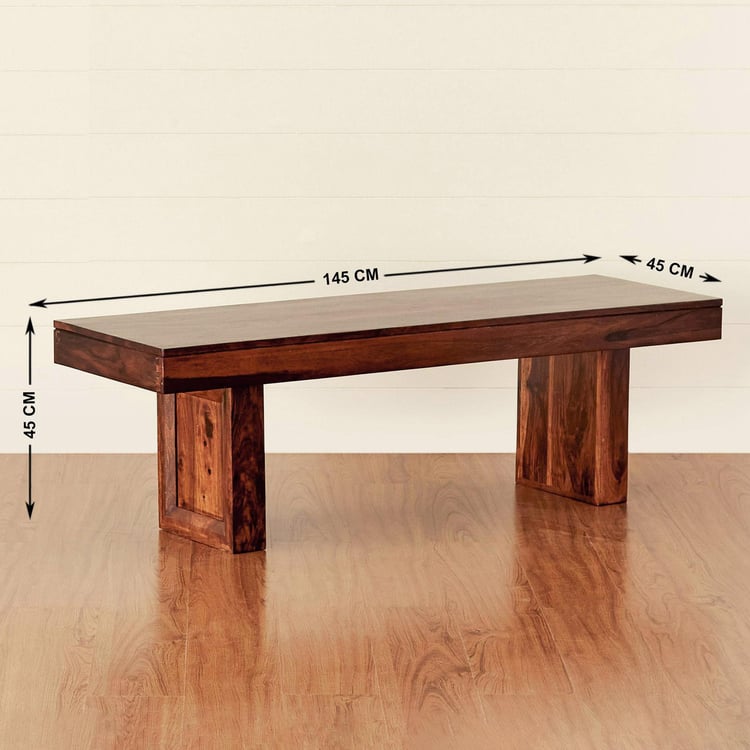 (Refurbished) Aarya Sheesham Wood Dining Bench - Brown