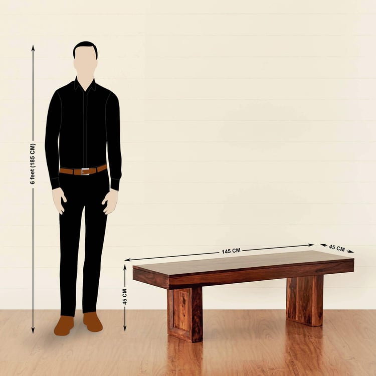 (Refurbished) Aarya Sheesham Wood Dining Bench - Brown