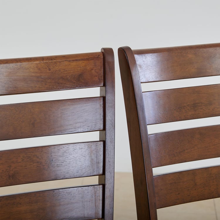 (Refurbished) Chunky Set of 2 Solid Wood Dining Chairs - Brown