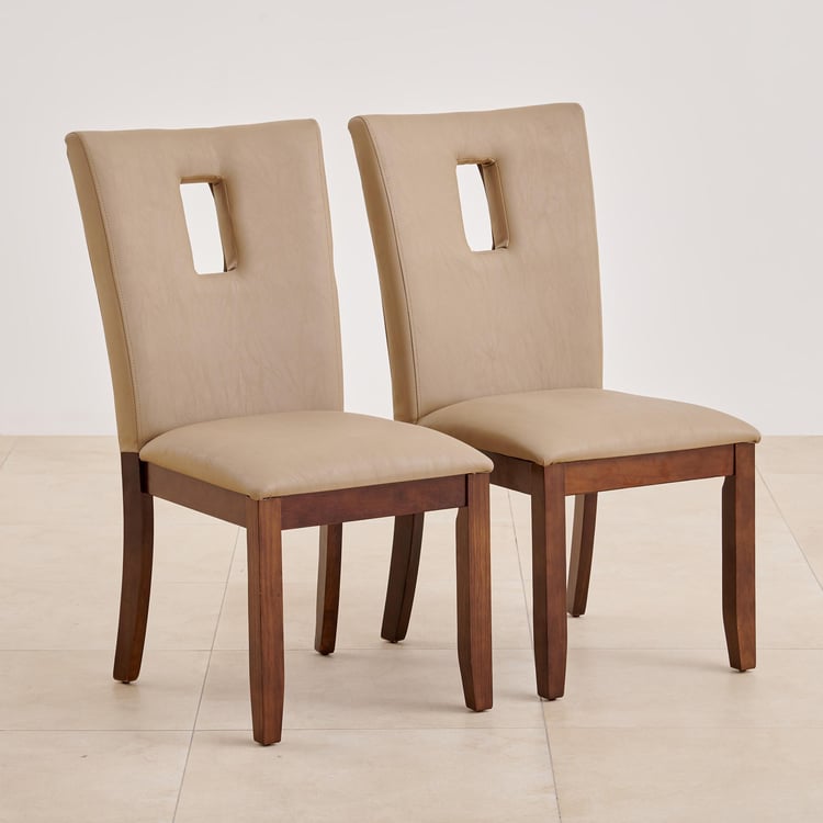 (Refurbished) Oxville Set of 2 Faux Leather Dining Chairs - Beige