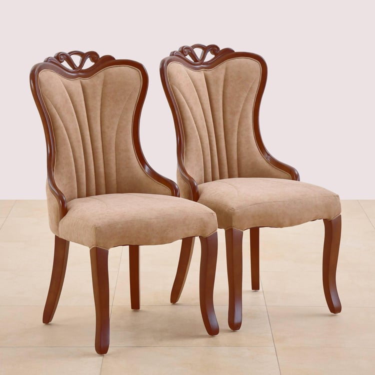 (Refurbished) Empire Set of 2 Faux Leather Dining Chairs - Beige
