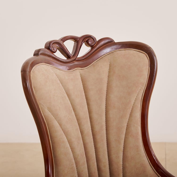 (Refurbished) Empire Set of 2 Faux Leather Dining Chairs - Beige