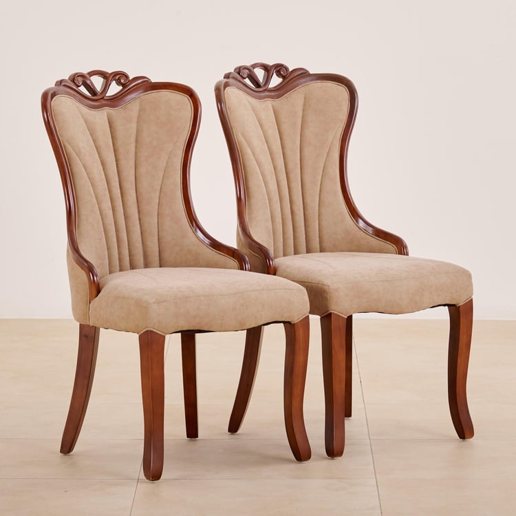 (Refurbished) Empire Set of 2 Faux Leather Dining Chairs - Beige
