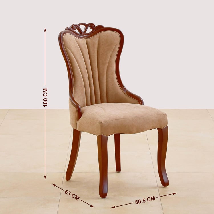 (Refurbished) Empire Set of 2 Faux Leather Dining Chairs - Beige