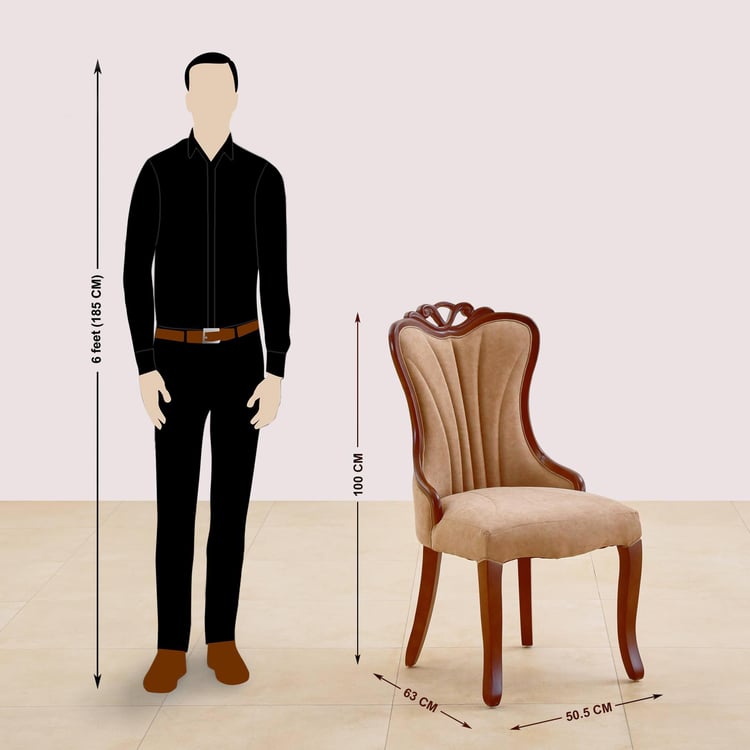 (Refurbished) Empire Set of 2 Faux Leather Dining Chairs - Beige