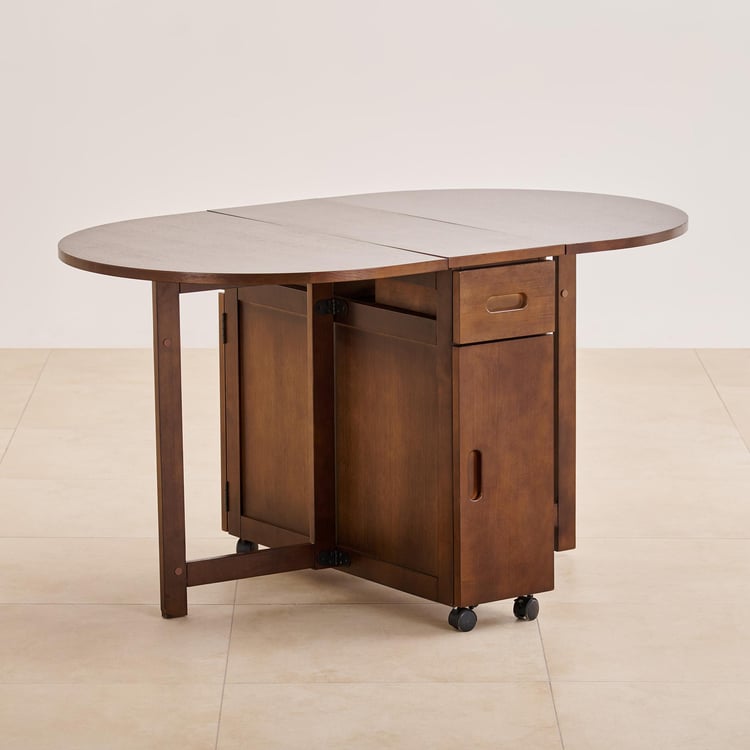 (Refurbished) Butterfly Solid Wood 4-Seater Oval Dining Table - Brown