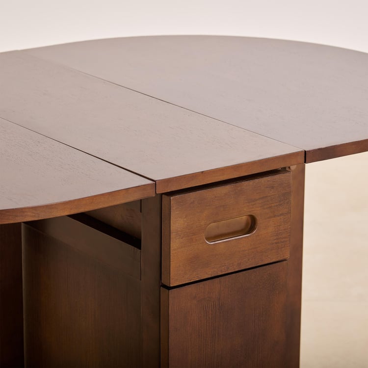 (Refurbished) Butterfly Solid Wood 4-Seater Oval Dining Table - Brown