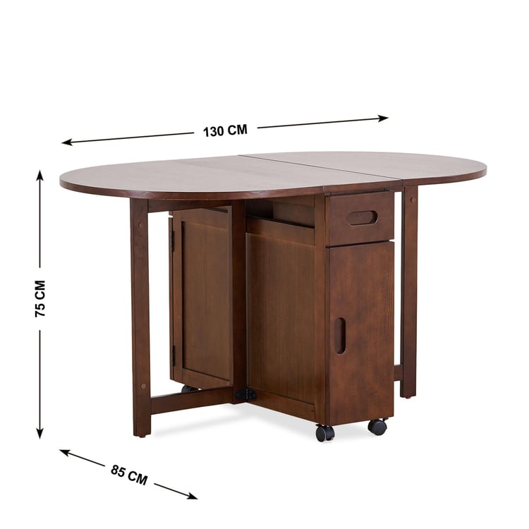 (Refurbished) Butterfly Solid Wood 4-Seater Oval Dining Table - Brown