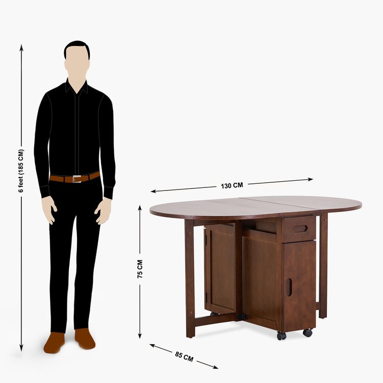 (Refurbished) Butterfly Solid Wood 4-Seater Oval Dining Table - Brown