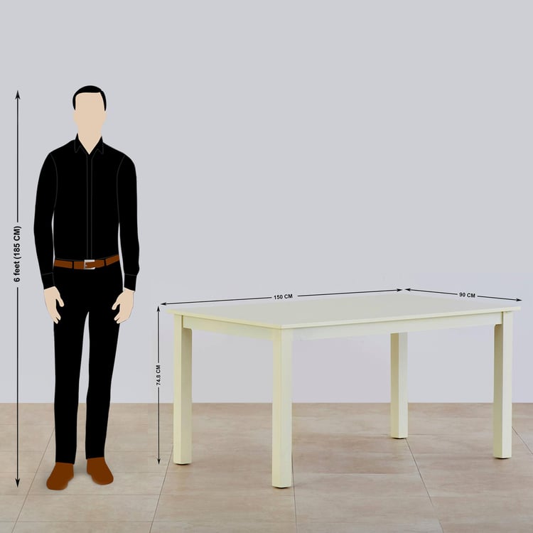 (Refurbished) Cornell 6-Seater Dining Table - Cream