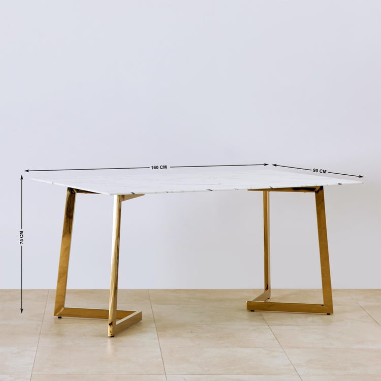 Bianca Glass Top 6-Seater Dining Set with Chairs - White and Blue