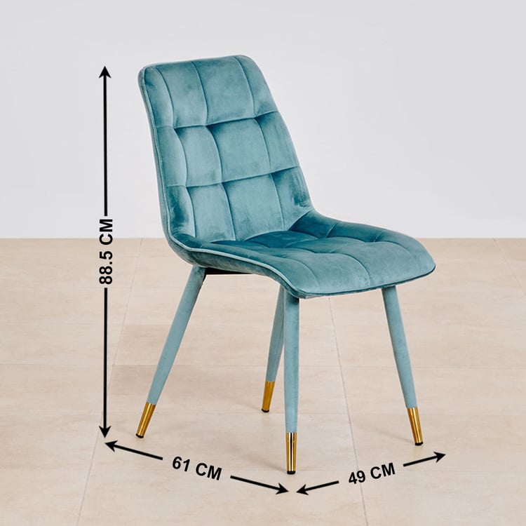 Bianca Glass Top 6-Seater Dining Set with Chairs - White and Blue