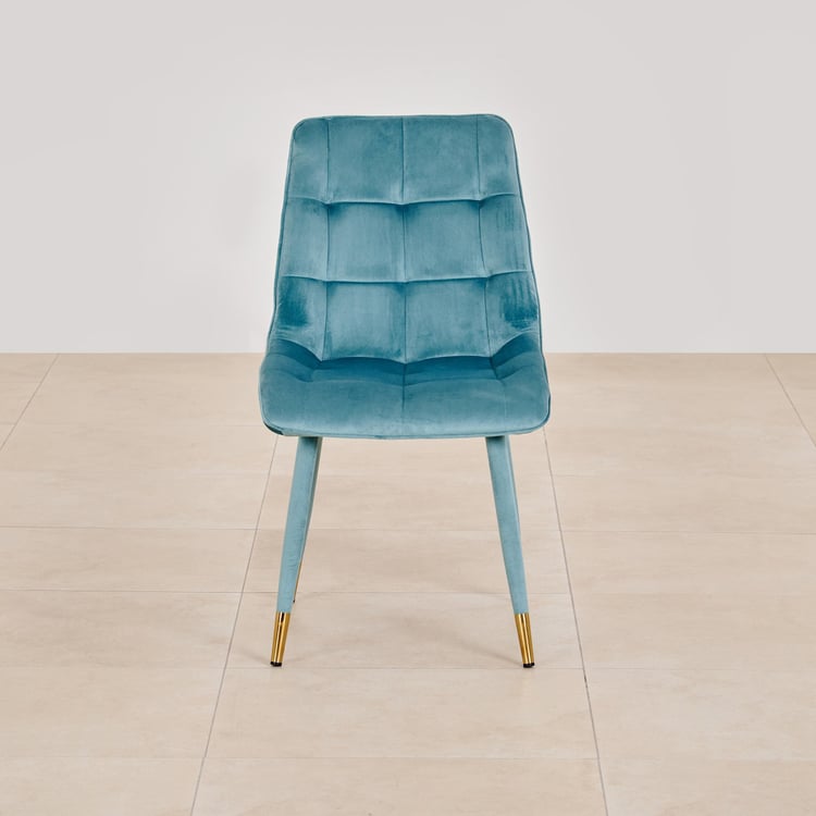 Bianca Glass Top 6-Seater Dining Set with Chairs - White and Blue