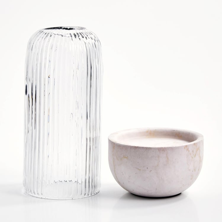 Splendid Dastkari Glass Hurricane Candle Holder with Marble Base