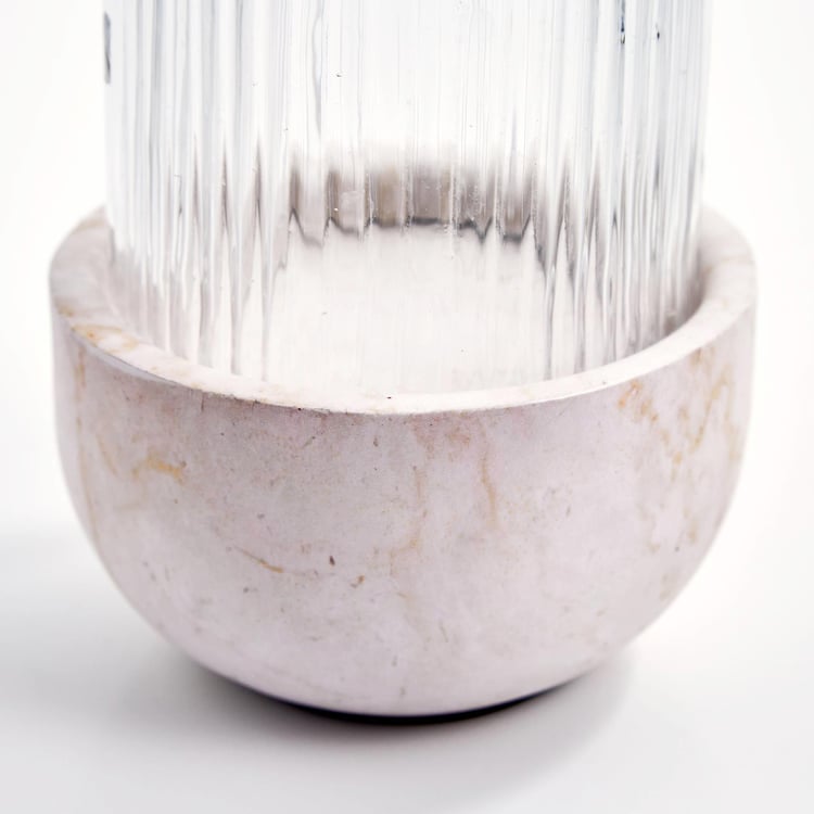 Splendid Dastkari Glass Hurricane Candle Holder with Marble Base