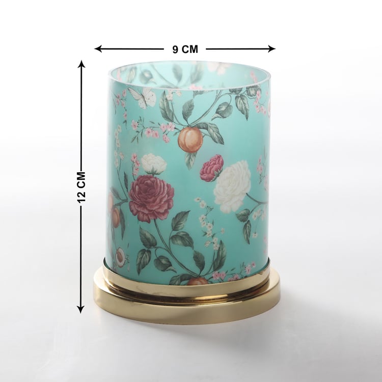 Hoovu Glass Floral Printed Votive Holder