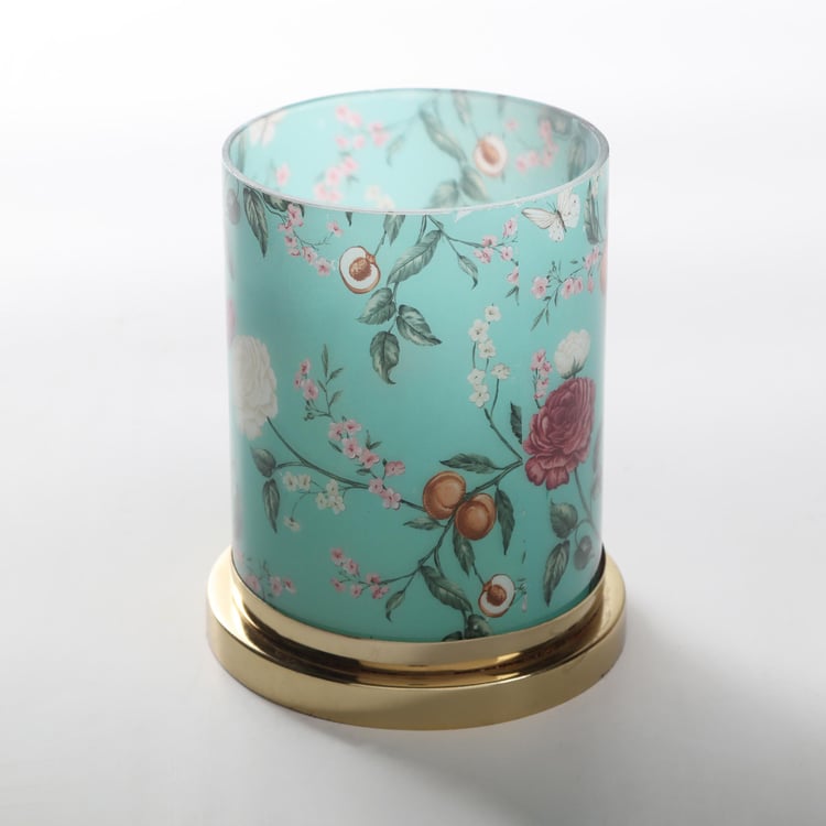 Hoovu Glass Floral Printed Votive Holder