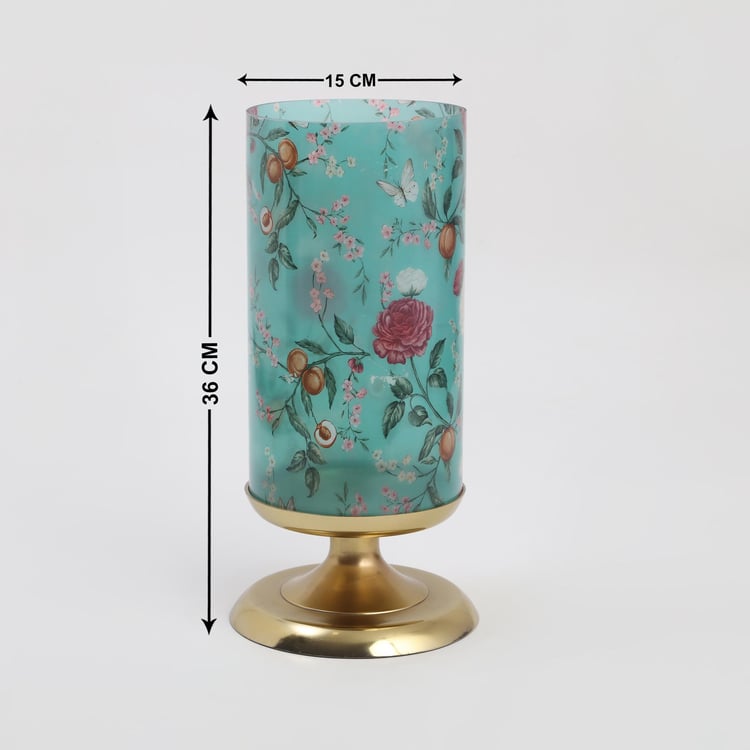 Hoovu Floral Glass Printed Vase