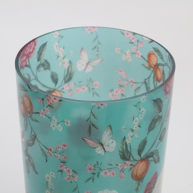 Hoovu Floral Glass Printed Vase