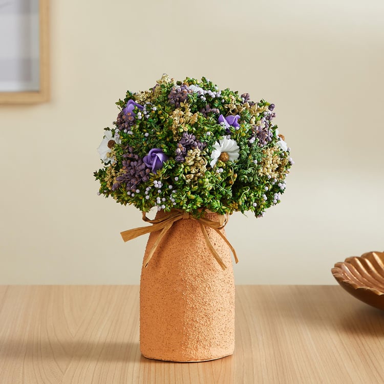 Gardenia Artificial Roses and Grass in Pot