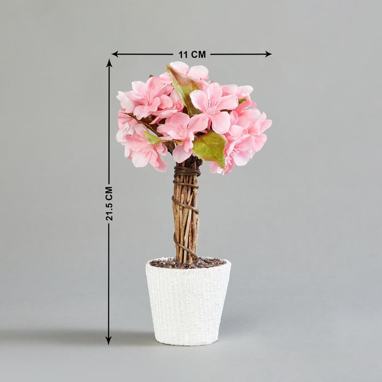 Gardenia Artificial Apple Blossom Flower Tree in Pot - 21.5 cm