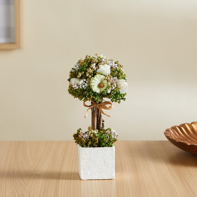 Gardenia Artificial Roses and Grass in Pot