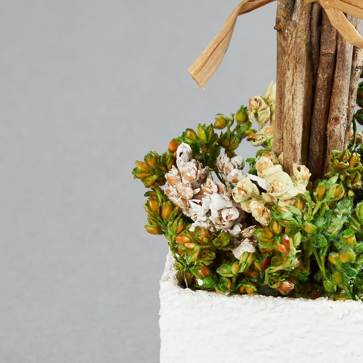 Gardenia Artificial Roses and Grass in Pot