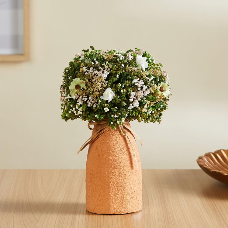 Gardenia Artificial Cosmos Roses and Grass in Pot