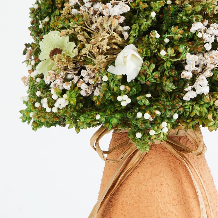 Gardenia Artificial Cosmos Roses and Grass in Pot