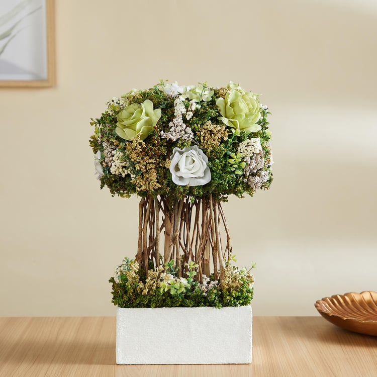 Gardenia Artificial Roses and Berries Topiary in Pot