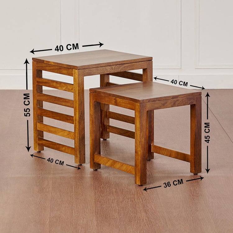 Adana Mango Wood Nest of 2 Tables - Brown