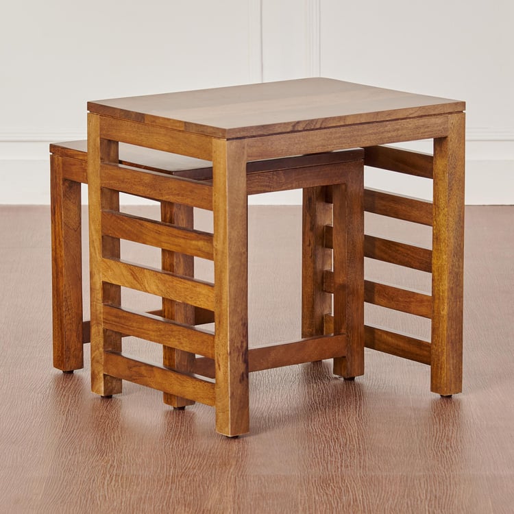 Adana Mango Wood Nest of 2 Tables - Brown