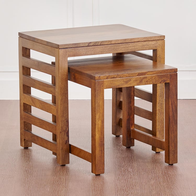 Adana Mango Wood Nest of 2 Tables - Brown