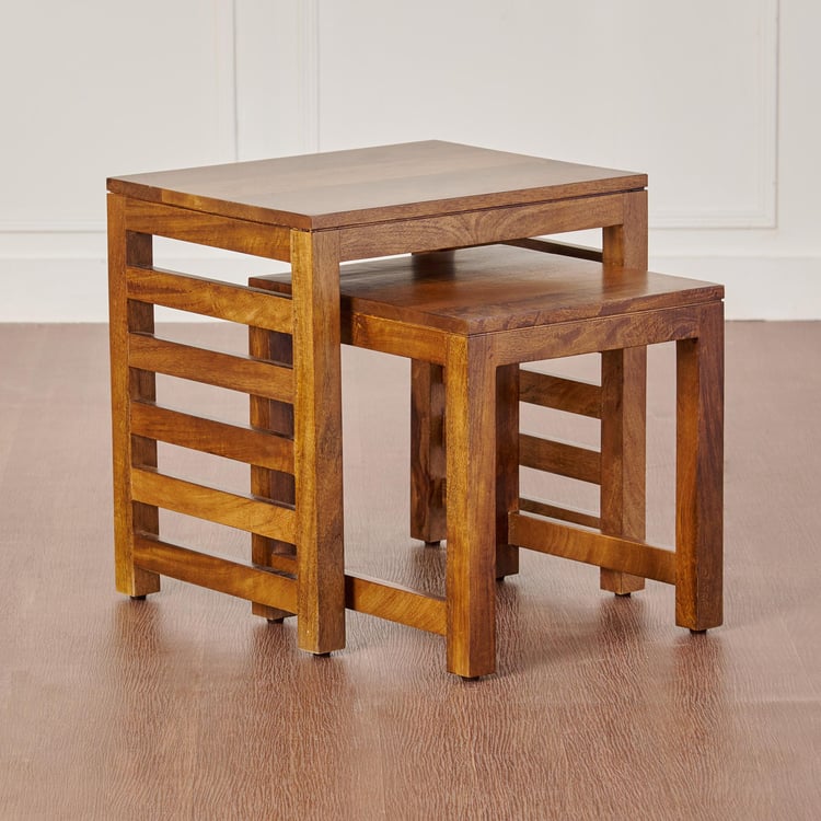 Adana Mango Wood Nest of 2 Tables - Brown