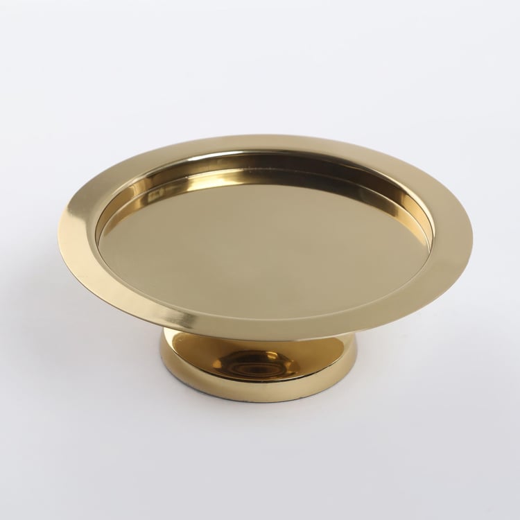 Pacific Brian Metal Cake Stand with Ribbed Glass Cloche