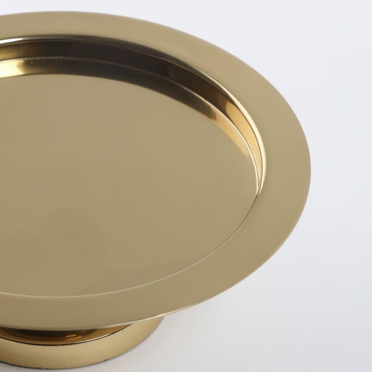 Pacific Brian Metal Cake Stand with Ribbed Glass Cloche