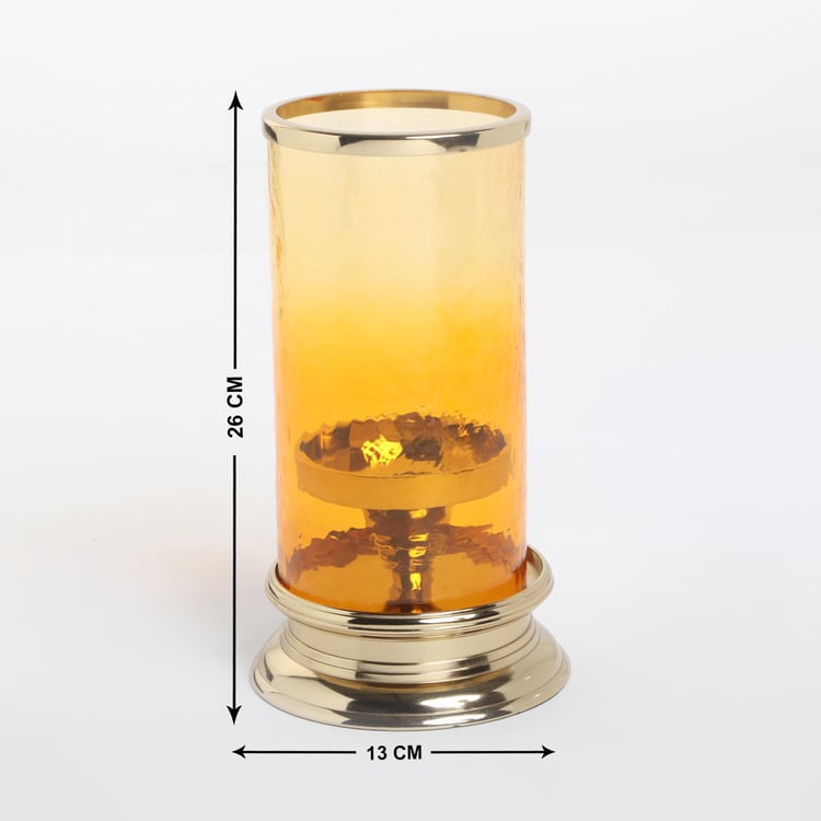 Rylee Glass Hammered Hurricane Candle Holder